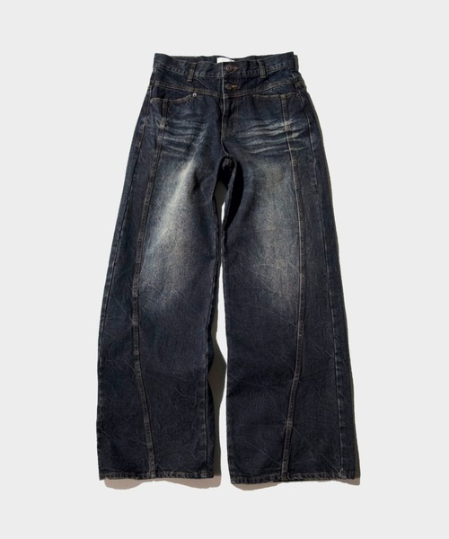 CRUSH FADE SIDE SEEM BOOTS CUT JEANS / クラッシュフェードサイド