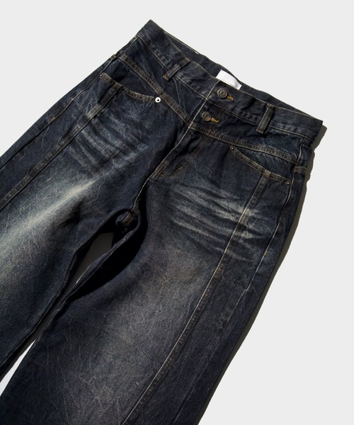 CRUSH FADE SIDE SEEM BOOTS CUT JEANS / クラッシュフェードサイド