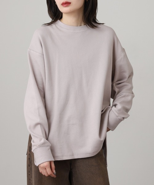 OMNES(オムネス)の「ハニカムストレッチサイドスリットボックスプルオーバー 長袖Tシャツ(Tシャツ/カットソー・レディース・ラベンダー/アイボリー・M)」の20枚目の写真