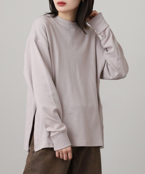 OMNES(オムネス)の「ハニカムストレッチサイドスリットボックスプルオーバー 長袖Tシャツ(Tシャツ/カットソー・レディース・ラベンダー/アイボリー・M)」の21枚目の写真