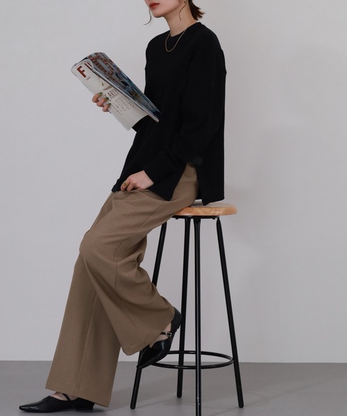 OMNES(オムネス)の「ハニカムストレッチサイドスリットボックスプルオーバー 長袖Tシャツ(Tシャツ/カットソー・レディース・ラベンダー/アイボリー・M)」の11枚目の写真