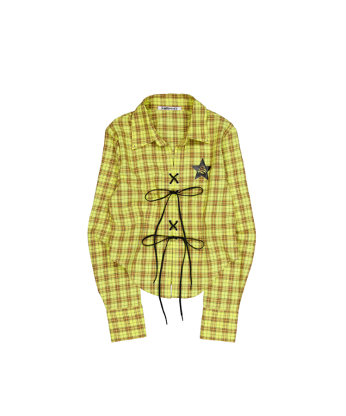 SETUP-EXE(セットアップイーエックスイー)の「CHECK RACE-UP SHIRT / YELLOW(シャツ/ブラウス・レディース・その他・OS)」の8枚目の写真