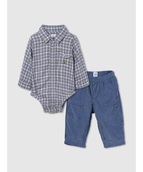 GAP(ギャップ)の「フランネル&コーデュロイ コーデセット (ベビー)(セットアップ・キッズ・ブルー系その他・60cm/80cm/90cm/70cm)」の1枚目の写真