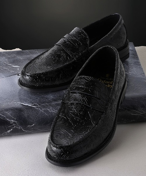 WEB限定 プレミアム ペイズリーエンボス レザー コイン ローファー