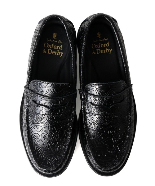 WEB限定 プレミアム ペイズリーエンボス レザー コイン ローファー