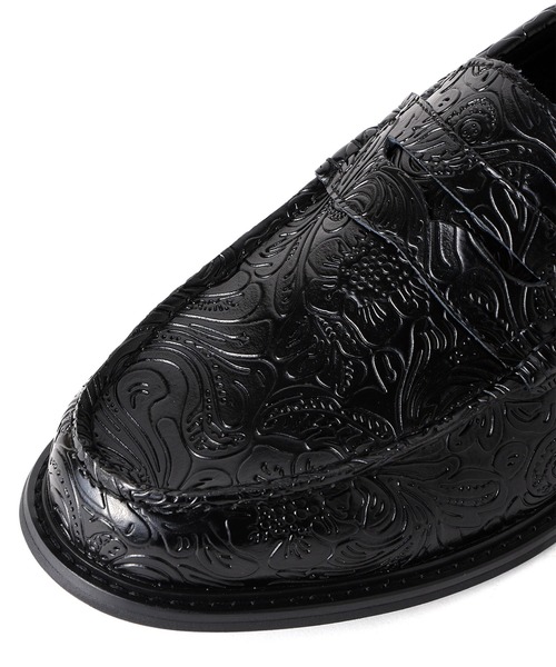 WEB限定 プレミアム ペイズリーエンボス レザー コイン ローファー