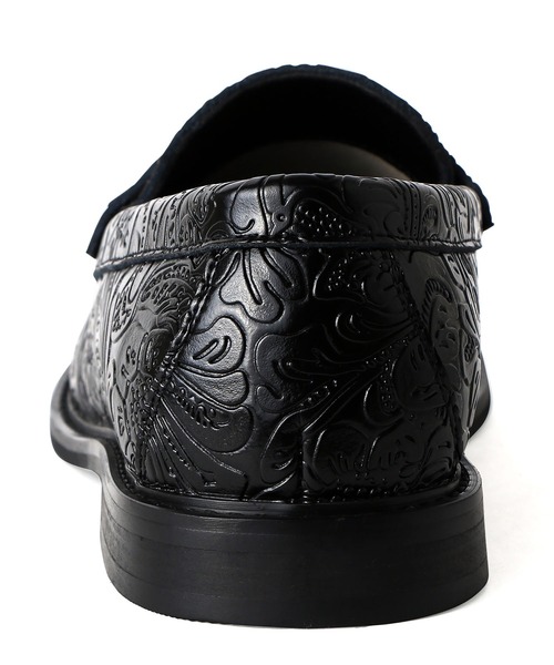 Oxford & Derby ブラックローファー　ペイズリー WEB限定 プレミアム ペイズリーエンボス レザー コイン ローファー