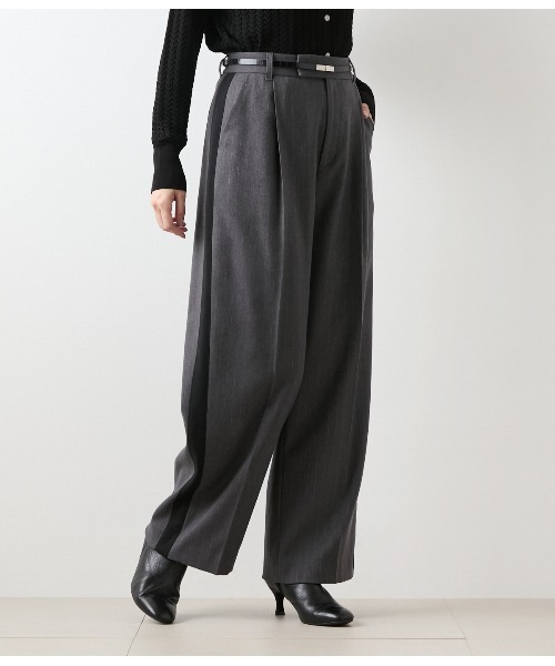 セール】【ストレッチ】デニム調メランジストライプ サイドライン