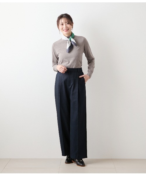 セール】【ストレッチ】デニム調メランジストライプ サイドライン