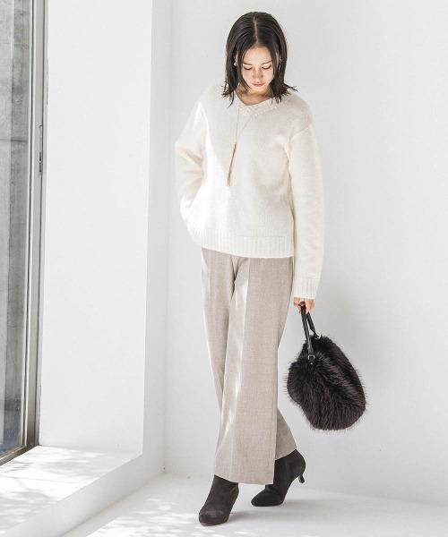 LAUTREAMONT（ロートレアモン）の「スパンコールラメVネックニット≪洗える≫（ニット/セーター・レディース・グリーン/ベージュ/パープル/オフホワイト・9号）」の9枚目の写真