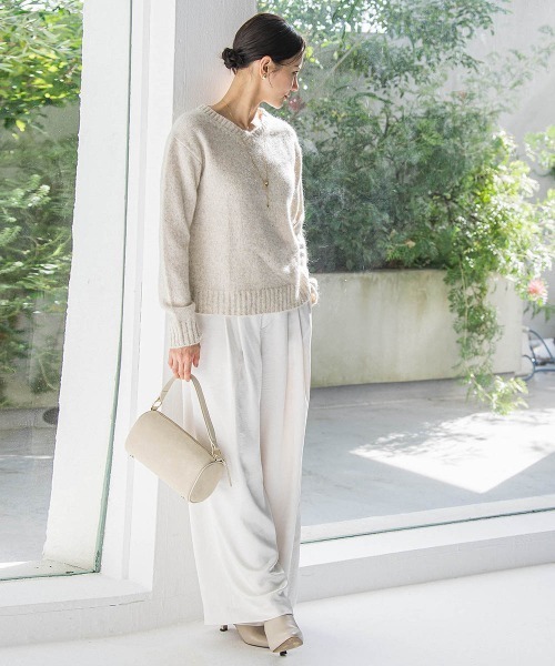 LAUTREAMONT（ロートレアモン）の「スパンコールラメVネックニット≪洗える≫（ニット/セーター・レディース・グリーン/ベージュ/パープル/オフホワイト・9号）」の14枚目の写真