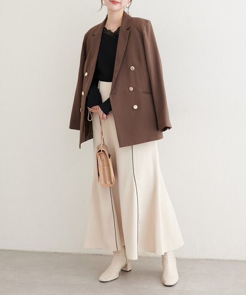 natural couture（ナチュラルクチュール）の「アシメレースネックリブニットプルオーバー（ニット/セーター・レディース・ラベンダー/ピンク/サックスブルー/ブラック/オフホワイト・FREE）」の14枚目の写真