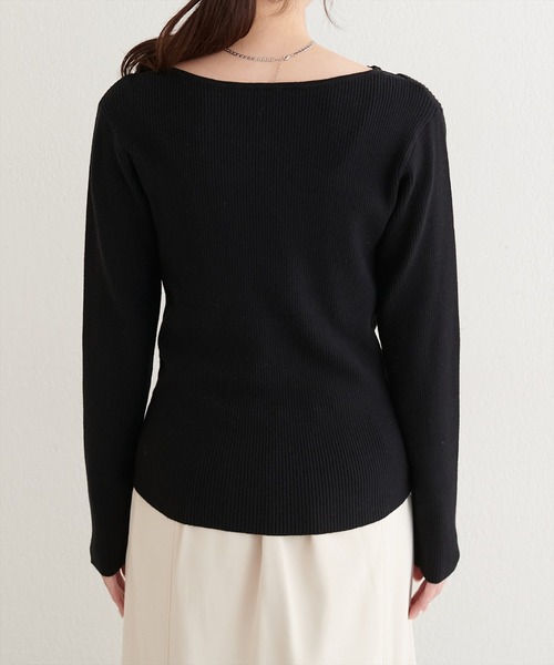 natural couture（ナチュラルクチュール）の「アシメレースネックリブニットプルオーバー（ニット/セーター・レディース・ラベンダー/ピンク/サックスブルー/ブラック/オフホワイト・FREE）」の18枚目の写真