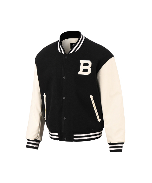 ATHLETIC VARSITY QUILTED JACKET [BLACK]（スタジャン）｜BORN TO WIN