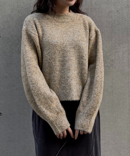 &g'aime(アンジェム)の「【&g'aime 】ラメシャギーニット Lame Shaggy Knit(ニット/セーター・レディース・グレー/アイボリー/ベージュ・FREE)」の1枚目の写真