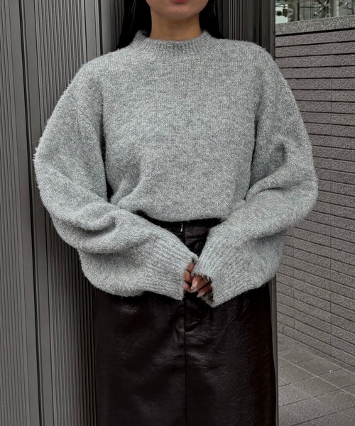 &g'aime(アンジェム)の「【&g'aime 】ラメシャギーニット Lame Shaggy Knit(ニット/セーター・レディース・グレー/アイボリー/ベージュ・FREE)」の3枚目の写真