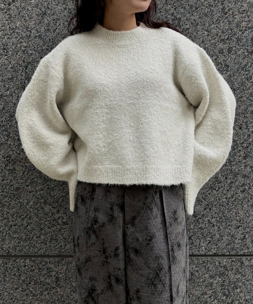 &g'aime(アンジェム)の「【&g'aime 】ラメシャギーニット Lame Shaggy Knit(ニット/セーター・レディース・グレー/アイボリー/ベージュ・FREE)」の2枚目の写真