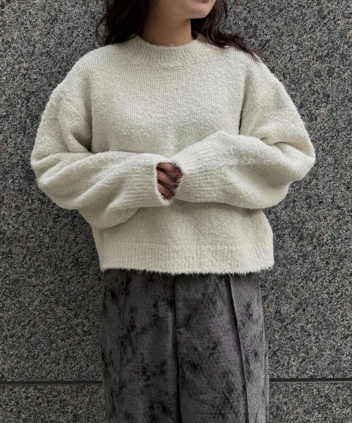 &g'aime(アンジェム)の「【&g'aime 】ラメシャギーニット Lame Shaggy Knit(ニット/セーター・レディース・グレー/アイボリー/ベージュ・FREE)」の4枚目の写真