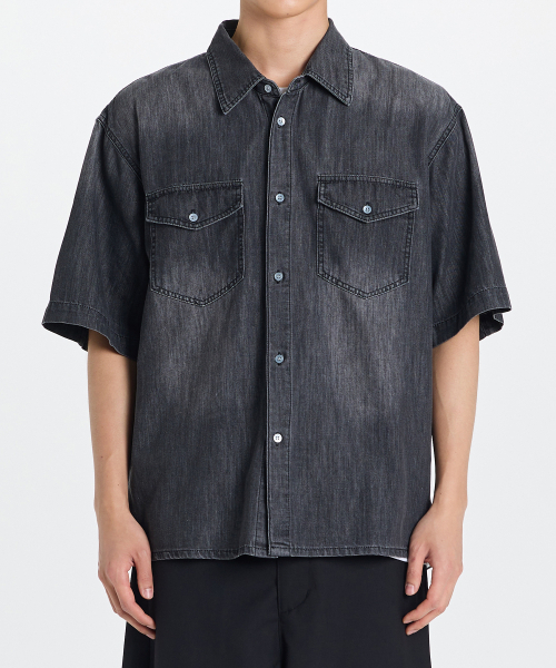 KICHUL(キチョル)の「Summer half denim shirt (black)(シャツ/ブラウス・メンズ・その他・LARGE/MEDIUM/SMALL)」の2枚目の写真