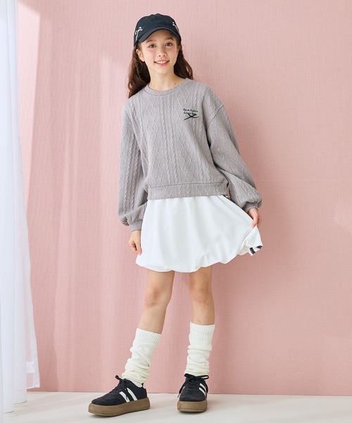 Amourire girl（アムリールガール）の「ニットソーボリューム袖プルオーバー（ニット/セーター・キッズ・ピンク/サックスブルー/グレー/オフホワイト・140cm/160cm/130cm/150cm）」の19枚目の写真