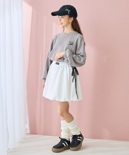 Amourire girl（アムリールガール）の「ニットソーボリューム袖プルオーバー（ニット/セーター・キッズ・ピンク/サックスブルー/グレー/オフホワイト・140cm/160cm/130cm/150cm）」の20枚目の写真