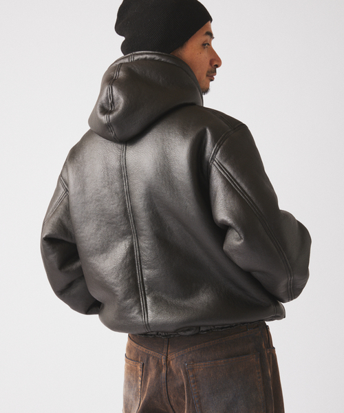 フェイクムートン リバーシブル フーディ ブルゾン（その他アウター