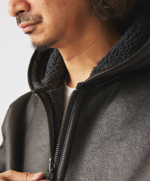 フェイクムートン リバーシブル フーディ ブルゾン（その他アウター