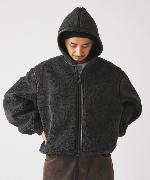 JOURNAL STANDARD relume（ジャーナルスタンダード　レリューム）の「フェイクムートン リバーシブル フーディ ブルゾン（その他アウター・メンズ・ブラウン/ブラック・MEDIUM/LARGE）」の14枚目の写真