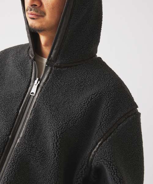 JOURNAL STANDARD relume（ジャーナルスタンダード　レリューム）の「フェイクムートン リバーシブル フーディ ブルゾン（その他アウター・メンズ・ブラウン/ブラック・MEDIUM/LARGE）」の15枚目の写真