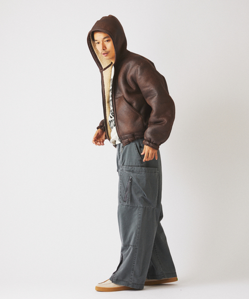 フェイクムートン リバーシブル フーディ ブルゾン（その他アウター