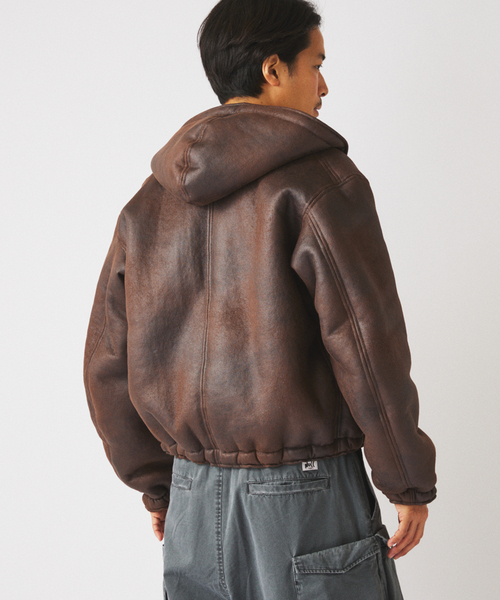 フェイクムートン リバーシブル フーディ ブルゾン（その他アウター