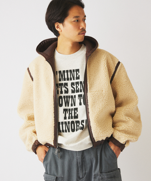 フェイクムートン リバーシブル フーディ ブルゾン（その他アウター