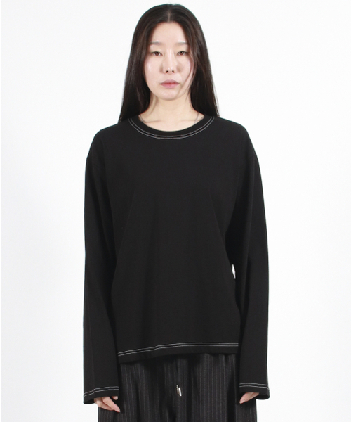 DEMARC(ドゥマーク)の「OUTSTITCH LOOSE FIT LONG SLEEVE TEE - Black(Tシャツ/カットソー・レディース・その他・MEDIUM/LARGE)」の2枚目の写真
