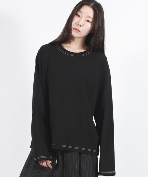 DEMARC(ドゥマーク)の「OUTSTITCH LOOSE FIT LONG SLEEVE TEE - Black(Tシャツ/カットソー・レディース・その他・MEDIUM/LARGE)」の4枚目の写真