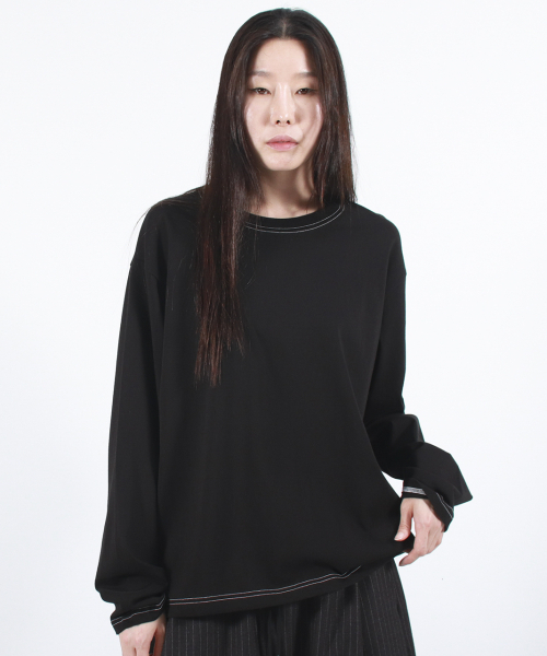 DEMARC(ドゥマーク)の「OUTSTITCH LOOSE FIT LONG SLEEVE TEE - Black(Tシャツ/カットソー・レディース・その他・MEDIUM/LARGE)」の6枚目の写真