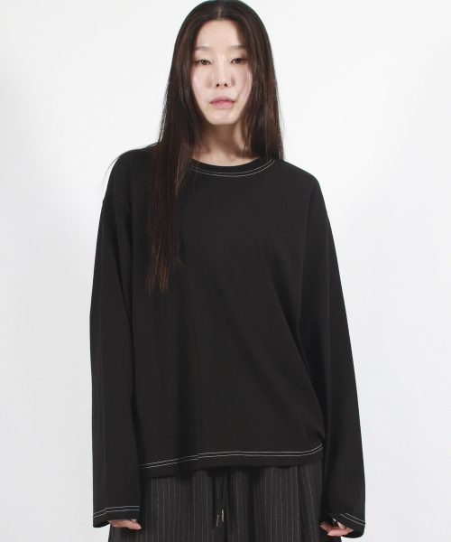 DEMARC(ドゥマーク)の「OUTSTITCH LOOSE FIT LONG SLEEVE TEE - Black(Tシャツ/カットソー・レディース・その他・MEDIUM/LARGE)」の7枚目の写真