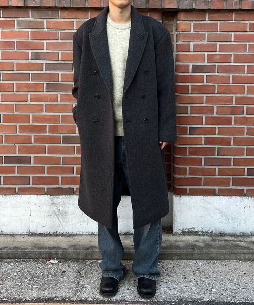 FABREGAT(ファブレガ)の「トリコウールブラシニット (4COLOR)(ニット/セーター・メンズ・ブラック/ダークブラウン/ホワイト×イエロー/チャコール・2/3)」の7枚目の写真