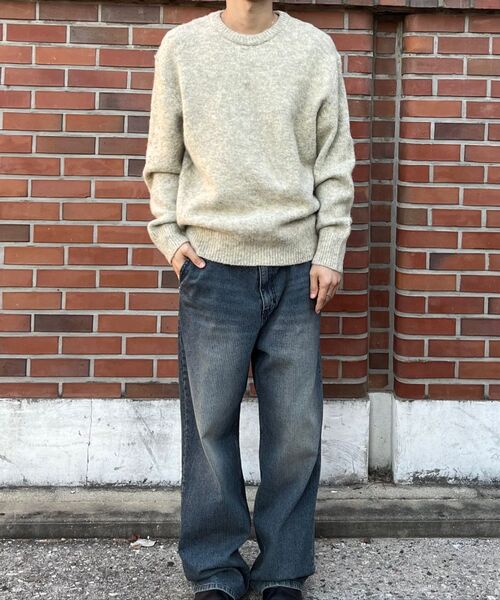 FABREGAT(ファブレガ)の「トリコウールブラシニット (4COLOR)(ニット/セーター・メンズ・ブラック/ダークブラウン/ホワイト×イエロー/チャコール・2/3)」の12枚目の写真