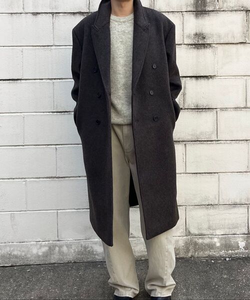 FABREGAT(ファブレガ)の「トリコウールブラシニット (4COLOR)(ニット/セーター・メンズ・ブラック/ダークブラウン/ホワイト×イエロー/チャコール・2/3)」の14枚目の写真
