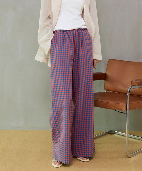 MAISON SPECIAL（メゾンスペシャル）の「Multi-Color Easy Check Pants/マルチカラーイージーチェックパンツ（その他パンツ・レディース・ピンク/ホワイト/オレンジ/イエロー/ネイビー・38/36）」の5枚目の写真