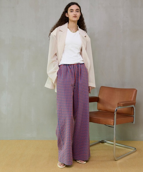 MAISON SPECIAL（メゾンスペシャル）の「Multi-Color Easy Check Pants/マルチカラーイージーチェックパンツ（その他パンツ・レディース・ピンク/ホワイト/オレンジ/イエロー/ネイビー・38/36）」の12枚目の写真