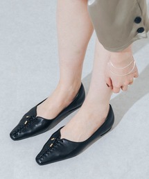 【柔らかい・クッション入り】レースアップソフトフラットパンプス JA5972