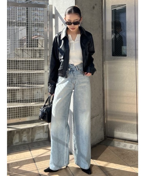 MOUSSY CROSS WAIST WIDE STRAIGHT デニムパンツ CROSS WAIST WIDE STRAIGHT / クロスウエストワイドストレート（デニム