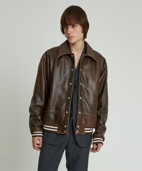 Varsity Jacket (Dark Brown)（ライダースジャケット）｜ANDROS 
