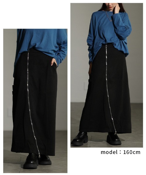 Sawa a la mode（サワアラモード）の「カーブジップAラインカーゴ風スカート（スカート・レディース・ブラック・FREE）」の10枚目の写真