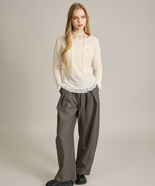 apres jour mignon(アプレジュールミニョン)の「リバーシブルレースタイ付きトップス(Tシャツ/カットソー・レディース・グレイッシュベージュ/オフホワイト/ホワイト系その他2・フリー/LARGE)」の10枚目の写真