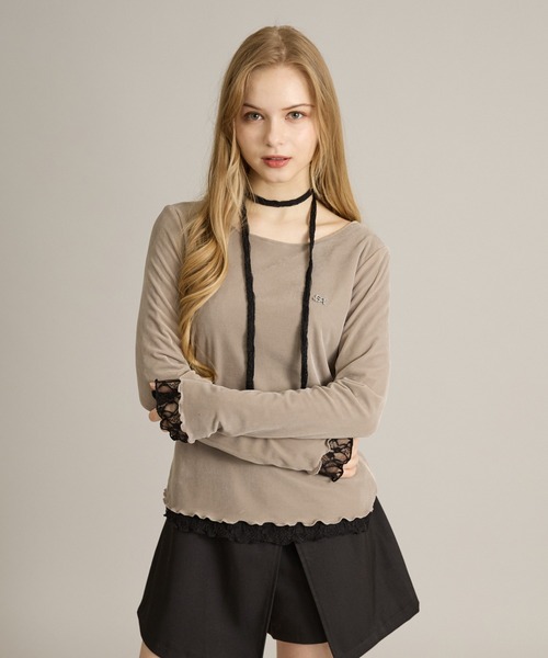 apres jour mignon(アプレジュールミニョン)の「リバーシブルレースタイ付きトップス(Tシャツ/カットソー・レディース・グレイッシュベージュ/オフホワイト/ホワイト系その他2・フリー/LARGE)」の14枚目の写真