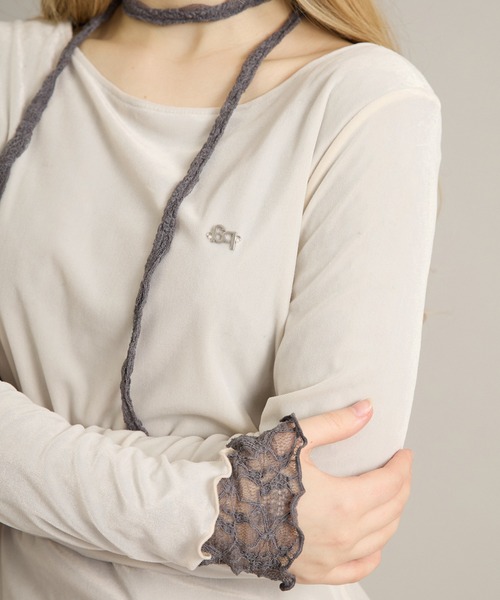 apres jour mignon(アプレジュールミニョン)の「リバーシブルレースタイ付きトップス(Tシャツ/カットソー・レディース・グレイッシュベージュ/オフホワイト/ホワイト系その他2・フリー/LARGE)」の17枚目の写真