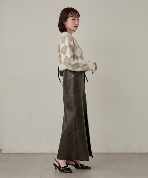 mline（エムライン）の「[mline]アーガイル ショートニット（ニット/セーター・レディース・アイボリー/ネイビー/パープル・FREE）」の10枚目の写真