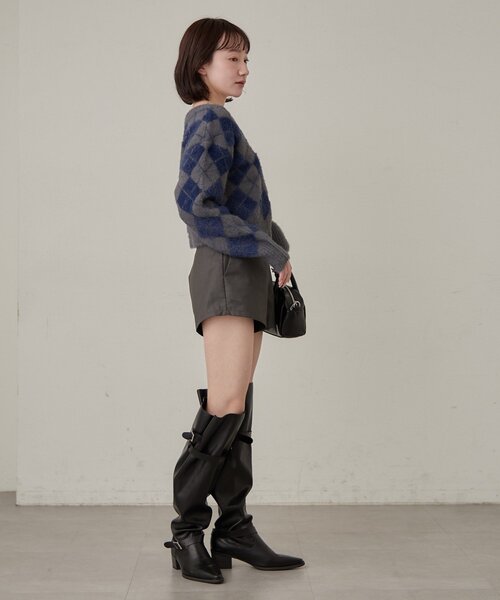 mline（エムライン）の「[mline]アーガイル ショートニット（ニット/セーター・レディース・アイボリー/ネイビー/パープル・FREE）」の17枚目の写真